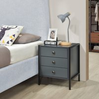Alva 3 Drawer Bedside Table - Dark Grey
