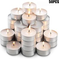 Unscented Tea Light Candles Pack of 50 Smokeless Burn - Grey