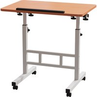 Height Adjustable Bed Table on Wheels - Walnut