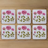 Roses Leaves Coaster - Pink