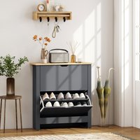 12 Shoe Storage Cabinet 4 Shelves 2 Drawers 837 062V00GN - Charcoal grey