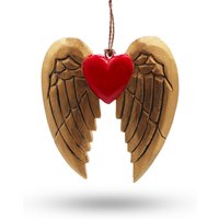 Gold Xmas Angel Wing Heart Hand-Painted Christmas Decor Set - Brown