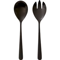 Modern Retro Matt Black 2 Piece Salad Servers - Black