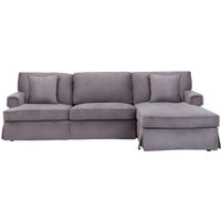 Ralph Three Seat Grey Velvet Right Chaise Sofa - Brown