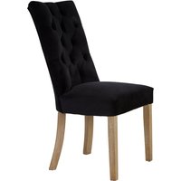 Kensington Townhouse Black Buttoned Dining Chair with Antique Legs - Black