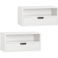 SoBuy Floating Nightstand Wall-mounted Bedside Table - White / 25cm