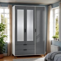 Madrid 3 Door 2 Drawer Wardrobe - Grey and White Gloss