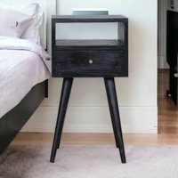 Solid Wood Mini Ash Black Bedside - Ash Black