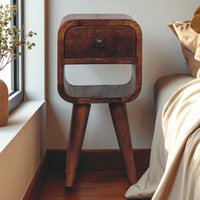 Solid Wood Extra Mini Chestnut Curve Lower Bedside - Chestnut