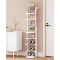 Slim 9 Tier Shoe Rack Freestanding Storage, White - Matte White