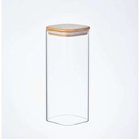 Eden & Willow Square Glass Pantry Storage Jar with Bamboo Lid - Clear / 2.0l