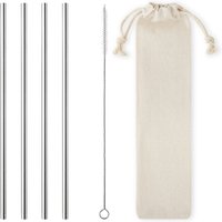 6mm Stainless Steel Straws Reusable with Fabric Pouch - Silver / 12 Pack of 6mm Straws with 3 Cleaning Brushes