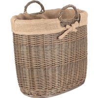 Hessian Lined Oval Log and Storage Basket - Brown