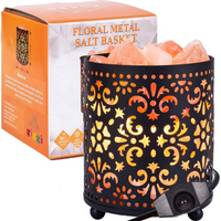 Himalayan Salt Lamp Metal Baskets - Black / Floral