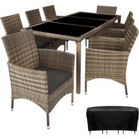 Rattan Garden Furniture Set 81 With Protective Cover - Nature/Dark Grey