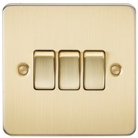 Knightsbridge Flat Plate 10AX 3G 2-way switch - brushed brass - FP4000BB - Brushed Brass