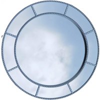 Round Shape Window Style Wall Mirror Luxurious Silver - Silver