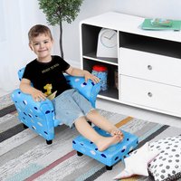 HOMCOM Kids Children Armchair Sofa Mini Seat with Footrest, Blue - Blue