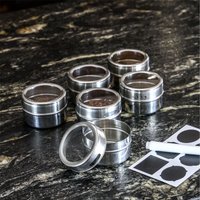 Set of 12 - Magnetic Spice Tins - Silver