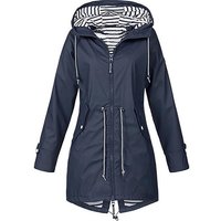 Women Long Rain Jacket - Navy Blue UK18 / UK18