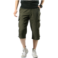 Men's Cropped Cargo Shorts - Green / L