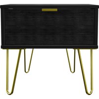 Hong Kong Ready Assembled (Gold Hairpin Legs) 1 Drawer Bedside Cabinet with Legs - Black Matt