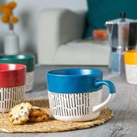 Ceramic Dipped Dash Coffee Mugs - 475ml - Blue