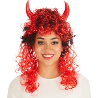 Long-Haired Devil Wig - Black/Red