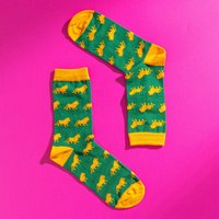 Green And Yellow Lion Pattern Egyptian Cotton Men's Socks - Green