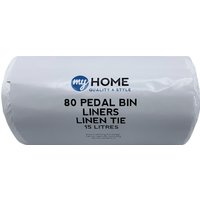Pack of 80 Pedal Bin Liners Linen Tie 15L - White