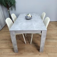 Kitchen Dining Table set and 4 Leather Chairs - Cream Grey