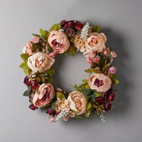 Spring Pink and Purple Peony Wreath - Pink