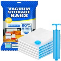 5 Pack Space Saving Vacuum Storage Bags With Pump - Transparent