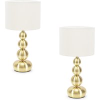 Marissa Pair of Stacked Ball Table Lamp Light - Cream