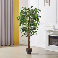 Decorative Artificial Ficus Tree with Pot - Green / 180cm / 70cm
