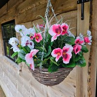 Best Artificial Pansy Hanging Basket - Pink