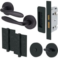 Santeau Door Handle Bathroom Set - Matt Black