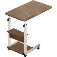Livingandhome Foldable Height Adjustable Mobile Desk - Brown