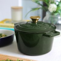 2.8L Round Cast Iron Casserole Dish - Green