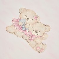 Non-Pasted Non-Woven 3D Embossed Wallpaper Roll with Teddy Bear Pattern - Pale Pink