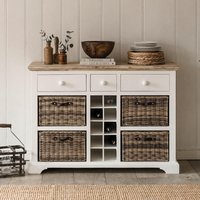 Florence Sideboard with Wine Rack, Baskets and Drawers - White