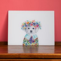 Mikasa Tipperleyhill Glass Work Surface Protector, Puppy Print, 40 x 30cm - White