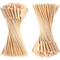18cm Bamboo Paddle Skewers Wooden BBQ Sticks x 50 - Beige