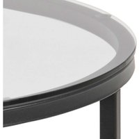 Oakfern Round Side Table, Smoked Grey Glass Top, Matt Black Metal Base - Grey