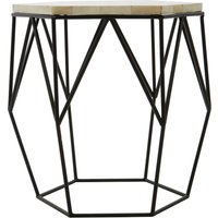 Harlo Ivory and Black Hexagon Side Table - Black