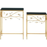Yaxi Set Of 2 Tables With Black Wooden Top - Gold