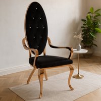Novara Black Velvet And Rose Gold Baroque Chair - Black