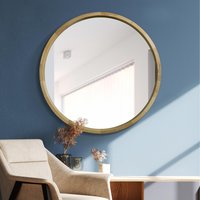 Naturalis Solid Oak Round Circular Framed Mirror 100cm - Brown