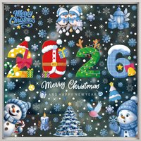 2026 Christmas Snowman Snowflake Glass Sticker Set - Blue