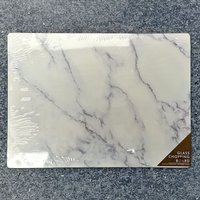 4 X Tempered Glass Placemats Marble - White